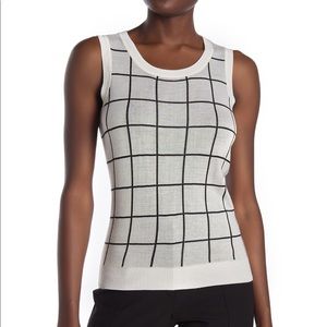 Halogen Patterned Crew Neck Knit Tank Top size s